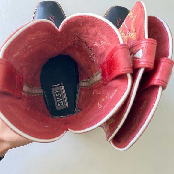 Ariat Kids' Adriano Moraes Bull Rider Western Boot Red & Black Square Toe Kid 4 - Picture 5 of 13